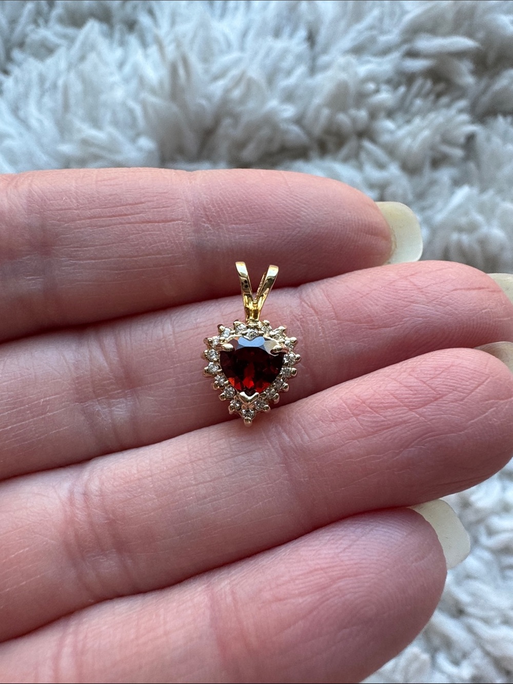 14K Garnet and Diamond Heart Pendant